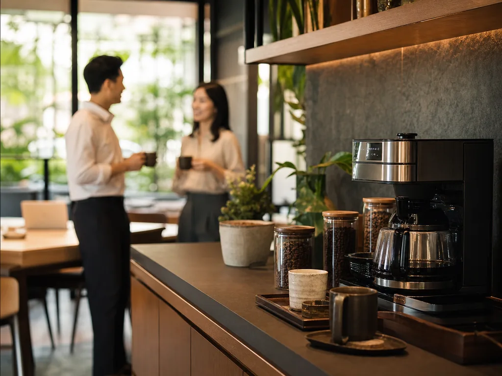 Quầy cà phê trong văn phòng hiện đại